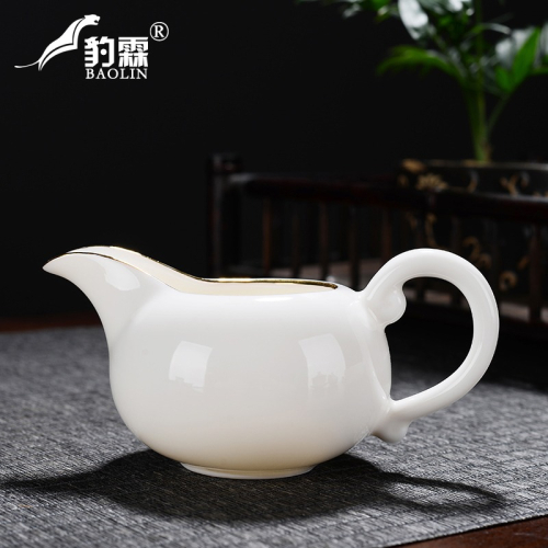 羊脂玉白瓷公道杯茶濾一體分茶器公杯陶瓷功夫倒茶具茶漏套裝骨瓷