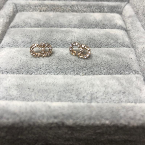 Dior 迷你 mini 水鑽 logo 二手 耳環