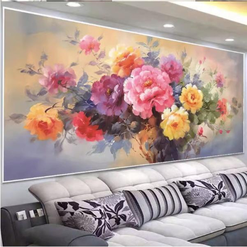 [臺灣現貨含運]十字繡材料包150*66cm中格三股 花開富貴 國色天香 牡丹風景 客廳大幅 線繡 手工 滿繡 自己繡