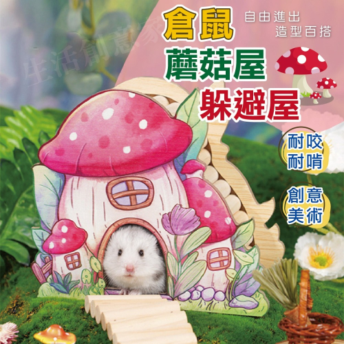 【實體店面現貨】倉鼠蘑菇躲避屋 創意躲避屋 四季通用 木質多功能造景窩 倉鼠拱橋小房子 蘑菇屋 童話屋 造景