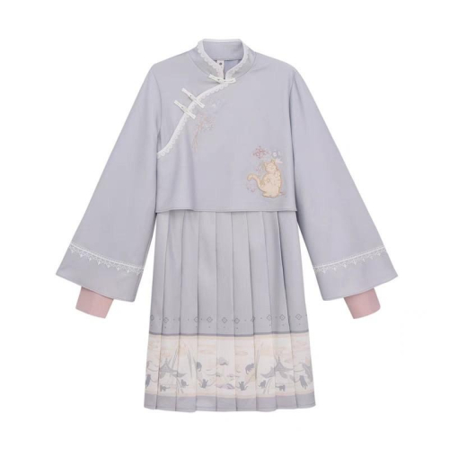 【森女部落】漢元素 假兩件 洋裝 漢服 古風 少女 中國風 連身裙 中式 lolita 軟妹 十三余 L號