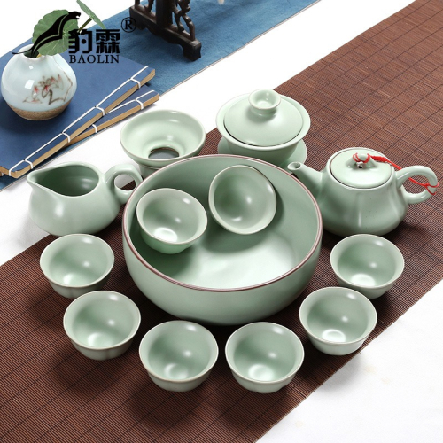 汝窯哥窯功夫茶具套裝家用陶瓷泡茶杯茶壺喝茶道套簡約現代辦公室