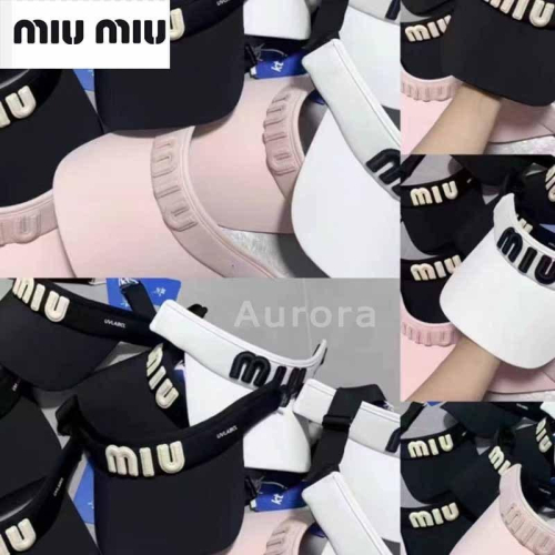 ?Aurora 美國代購? MIU MIU 韓國 高爾夫 球帽子 女士 防嗮 夏季 遮陽帽 時尚 空頂帽子