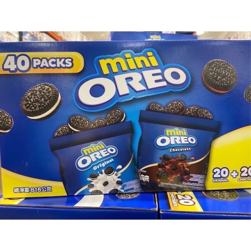 ?現貨特價！OREO MINI迷你奧利奧夾心餅乾分享組 40包入共816公克(巧克力&香草各20包)-吉兒好市多代購