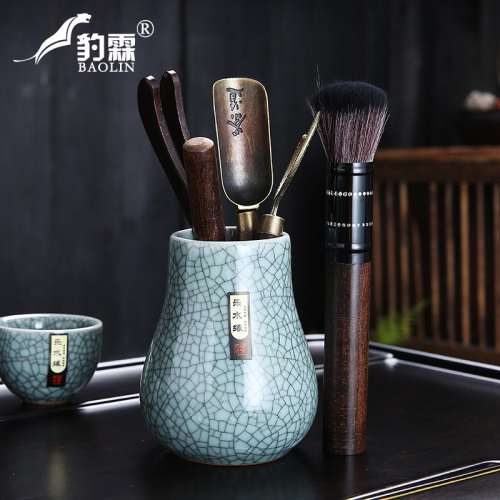 哥窯茶道六件套裝可養可開片茶勺茶針杯叉泡茶工具功夫茶具零配件