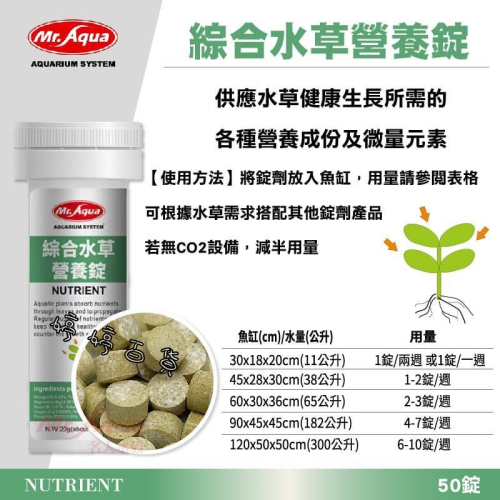 MR.AQUA 水族先生 綜合水草營養錠 NUTRIENT 提供水草生長營養 微量元素 水草肥料 基肥 根肥 婷婷水族