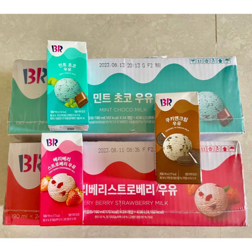 現貨??韓國baskin robbins BR 31冰淇淋牛奶 棉花糖牛奶 薄荷巧克力牛奶 草莓牛奶 奶油夾心餅乾巧克力