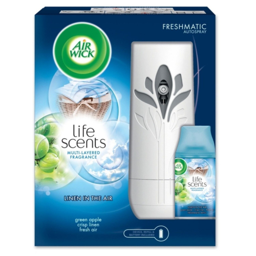 【Air Wick 喜詩】自動空氣香氛噴霧-青蘋果+亞麻(機座+250ml罐)【6397】