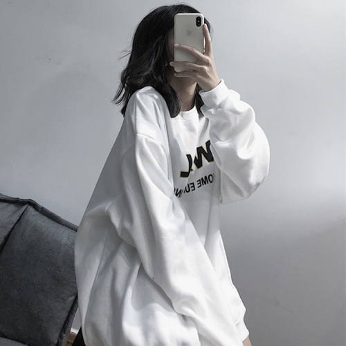 waitmore衛衣女早秋韓版ins潮慵懶風bf學生薄款連帽寬松上衣