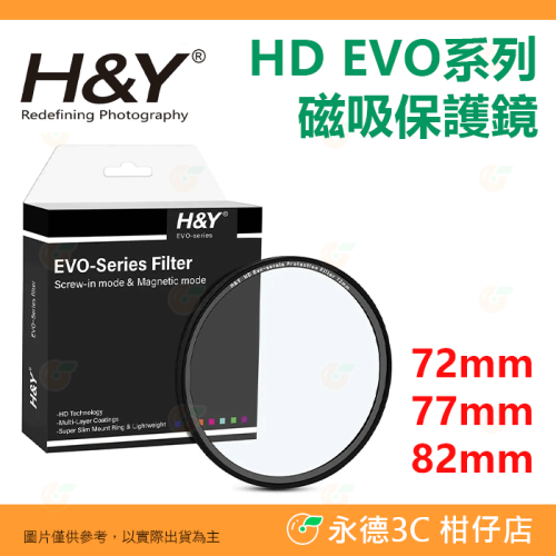 H&Y HD EVO系列 磁吸保護鏡 72mm 77mm 82mm 磁吸螺紋二合一 公司貨 多層鍍膜 高畫質 抗刮抗油汙