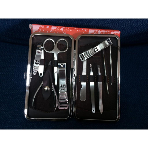 不銹鋼10件套裝修甲美容挖耳工具禮盒 禮品 指甲剪美容剪指甲鉗剪刀眉毛夾粉刺針掏耳棒鉗子