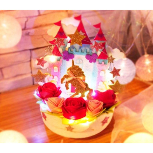??現貨 親手縫更有愛【?幸福四葉草?】含燈串黏貼《星光獨角獸音樂盒》 diy材料包/不織布免裁剪/親子手作/批發/社團