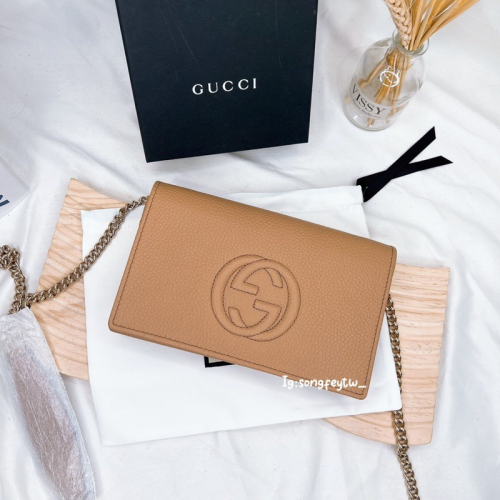 歐美代購 台灣現貨 Gucci 浮雕logo WOC包 斜背包 晚宴包