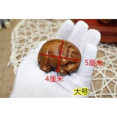 綠檀木手把件迷你動物大象招財木雕(1入2個)