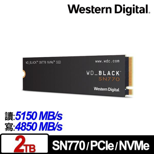WD 黑標 SN770 1TB NVMe M.2 PCIe SSD WDS100T3X0E