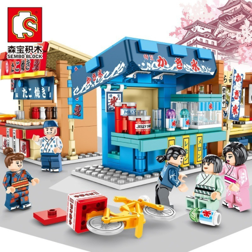 【現貨】積木 森寶積木 顆粒積木 造景積木 迷你積木 仿真積木 日式街景 日式小吃 章魚燒店 壽司店 拉麵店