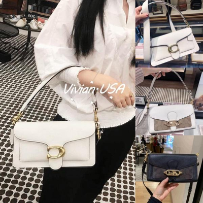 vivian美國代購✨正品 coach 女士 Tabby酒神包 真皮單肩包 翻蓋斜跨包 側背包 拼色復古小方包 女生包包