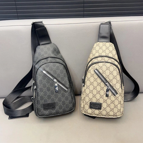 GUCCI古馳包包 經典印花胸包 單肩包 側背包 大容量斜背包 男生胸包 休閒包 旅行包 小背包 手機袋 多隔層運動包