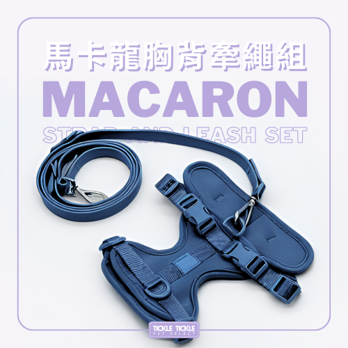 【馬卡龍胸背牽繩組】胸背牽繩 馬卡龍色 多巴胺色系 外出 游泳 PVC 耐髒 透氣