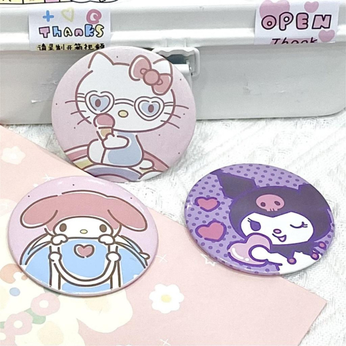 ???現貨實拍 ins卡通創意小圓鏡高顏值少女心便攜隨身鏡學生補妝卡通小鏡子 外出境 隨身鏡 鏡子