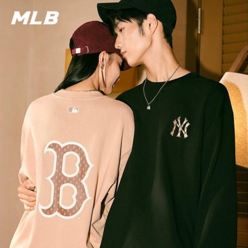 ??韓國代購 免運 MLB 23SS 復古老花大logo 大學T 套頭衫 運動衫 3AMTM12