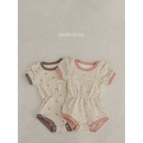 [現貨]Peekaboo小碎花包屁衣(棕6M)+髮帶(棕)