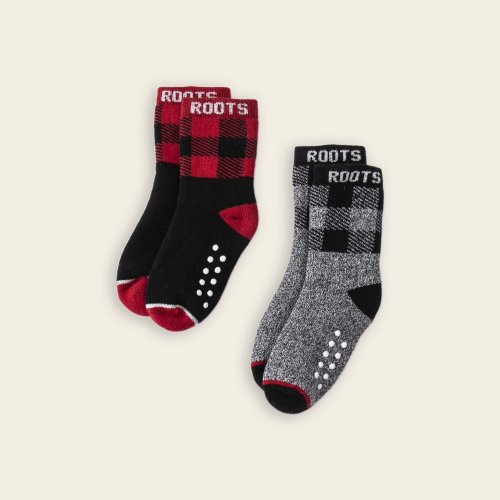 RS代購 Roots全新正品優惠 Roots小童-經典小木屋系列 格紋休閒踝襪-2入組 滿額贈購物袋