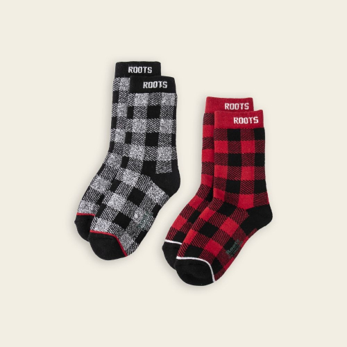 RS代購 Roots全新正品優惠 Roots大童-經典小木屋系列 格紋休閒踝襪-2入組 滿額贈購物袋