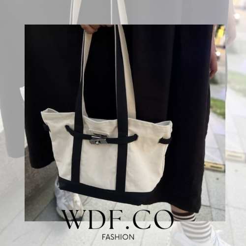 WDF.CO現貨│獨家訂製款│2023最新韓國東大門帆布包 │ 肩背包｜帆布包｜大容量｜愛馬仕風｜單肩背包女｜托特包