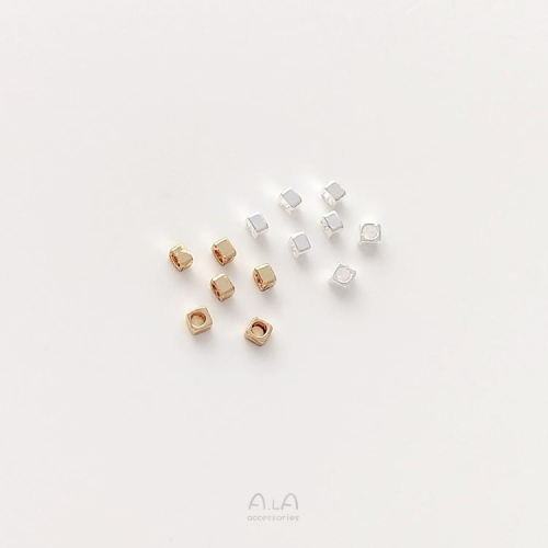 宏雲Hongyun-Ala-0801－－－保色碎銀幾兩14K包金小碎金1.5mm小方塊散珠手工diy串珠手鏈配件