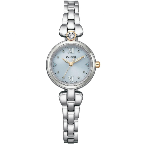 CITIZEN 星辰 Wicca 台灣限定款 太陽能晶鑽女錶 週年慶送禮首選-銀x藍/23.5mm KP5-611-93