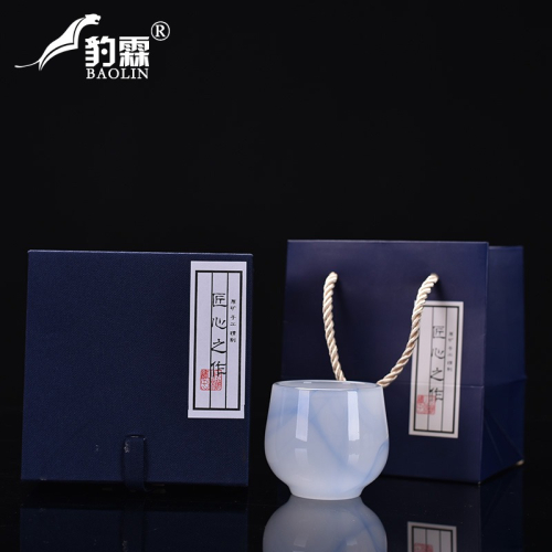 新款琉璃杯子主人杯單杯小茶盞杯白玉品茗杯單個人專用會客廳會議