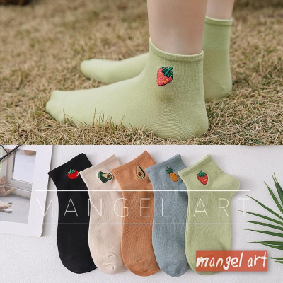 [mangel art] 水果刺繡短襪 韓版日系風格可愛氣質少女襪子多色大地色系棉襪懷襪運動襪韓國襪日本襪韓襪