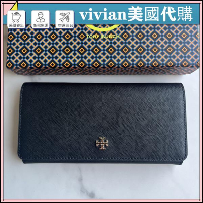 vivian美國代購✨正品 Tory Burch 女生長夾 TB 三折錢包 十字紋牛皮 手拿包 女長夾 皮夾 多卡位錢包