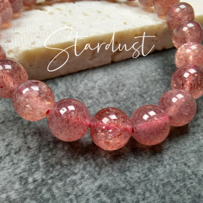 草莓晶 Strawberry Quartz 手珠 手串 手鍊 高品星光草莓晶 助人緣桃花 一物一圖【星塵能量水晶】