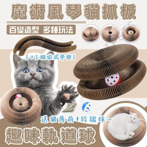 【姆比】風琴貓抓板 磁吸款❗ 貓抓碗 貓抓板 貓抓窩 貓抓屋 魔術風琴貓抓板 貓窩 貓屋 貓薄荷 貓咪玩具 貓咪鈴鐺球
