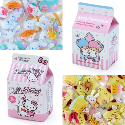 [日貨] SANRIO三麗鷗 牛奶盒造型貼紙 Hello Kitty 美樂蒂 大耳狗 布丁狗 雙子星 帕恰狗 日本正貨