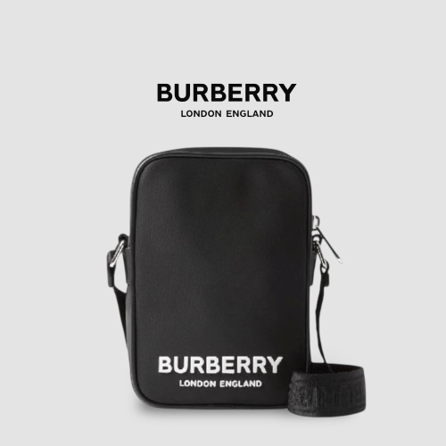 ?Burberry博柏利 Paddy Phone Bag?品牌大字母黑色尼龍手機包｜輕便小包｜隨行包｜斜肩包｜肩揹包