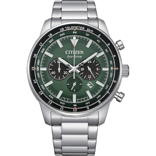送禮首選★CITIZEN 星辰 Chronograph 光動能計時腕錶-41mm綠CA4500-91X 附提袋