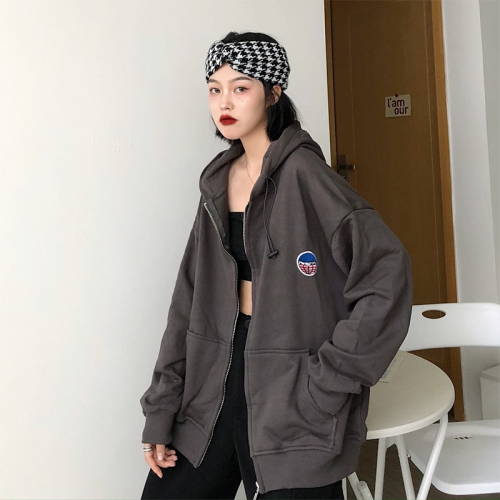 ins超火cec衛衣女秋季韓版bf慵懶風薄款開衫學生百搭寬松上衣