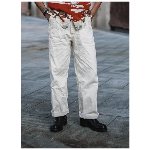 RUGGED BRONSON DECK PANTS 40 年代甲板作業褲復刻｜9.5oz 原胚 HBT 人字紋