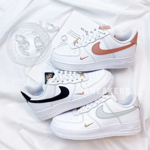 Nike Air Force 1 Low Mini Swoosh 灰綠 黑白 粉 雙勾 CZ0270
