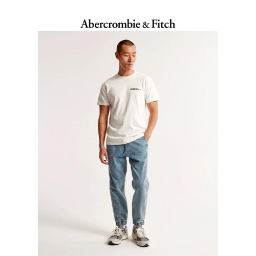 A&F 高彈性牛仔褲 AF慢跑運動褲 束腳褲 束口褲 淺色刷色水洗 簡單好看 男版S號