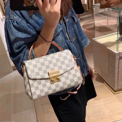 二手LV路易威登女包新品CROISETTE棋盤格郵差包斜挎單肩N41581