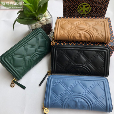 詩詩精品 Tory Burch 皮夾 長夾 手拿包 時尚百搭 錢包 小羊皮菱格鈔票夾 拉鏈卡夾 證件夾 多卡位零錢夾