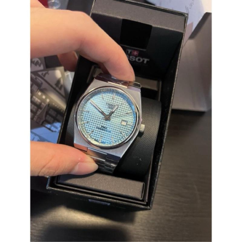 Tissot PRX 冰藍配色 鋼錶帶 蝴蝶扣設計 ✅