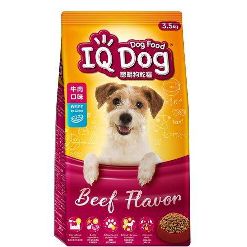 【宅配賣場】【IQ Dog】聰明狗乾糧 3.5KG x 4包 (狗飼料/成犬) - 牛肉