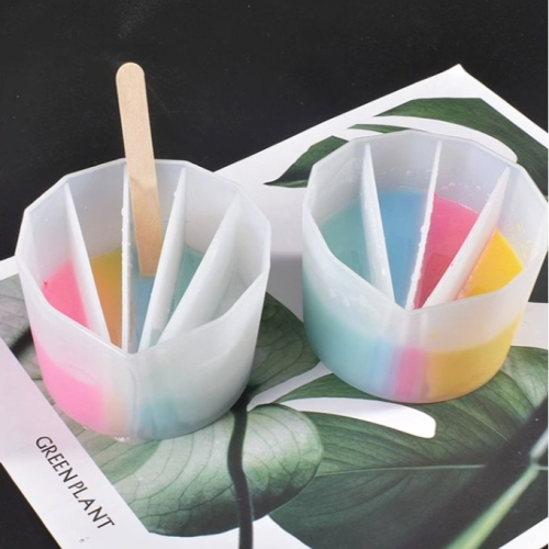 DIY矽膠分色杯/混色配色杯/手工飾品工具配件/水晶滴膠分格調色杯/鉑金矽膠杯