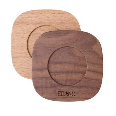 【澄韻堂】台灣宜龍、經典原木杯托(8 x 8 cm )2入一組, 櫸木或胡桃木可選