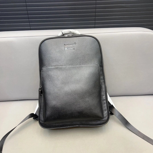 MONT BLANC萬寶龍包包 男生雙肩包 商務出差電腦包 雙肩背包背包 牛皮皮質包包 黑色真皮背包男 書包 多隔層大容